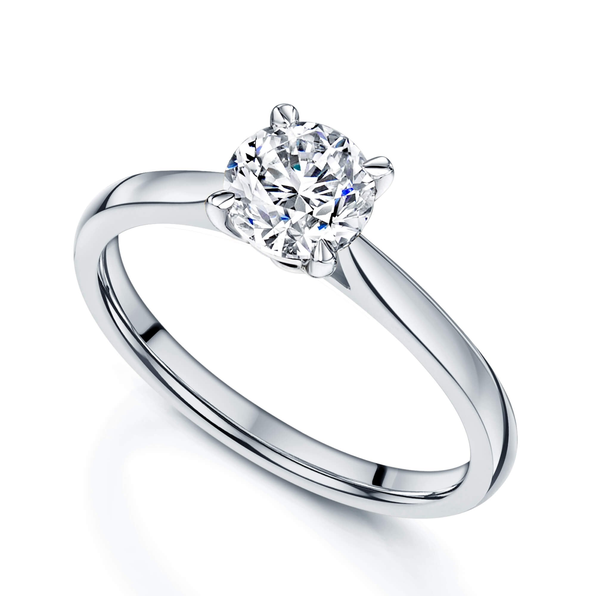 Simply Solitaire Collection Platinum Set Diamond Solitaire Engagement Ring  With Diamond Shoulders