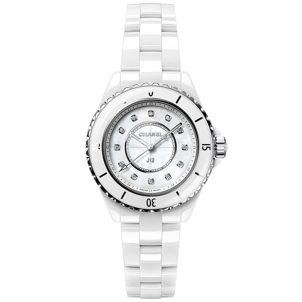 Chanel J12 Diamond White Ceramic Ladies Watch H0967 – Watches of America