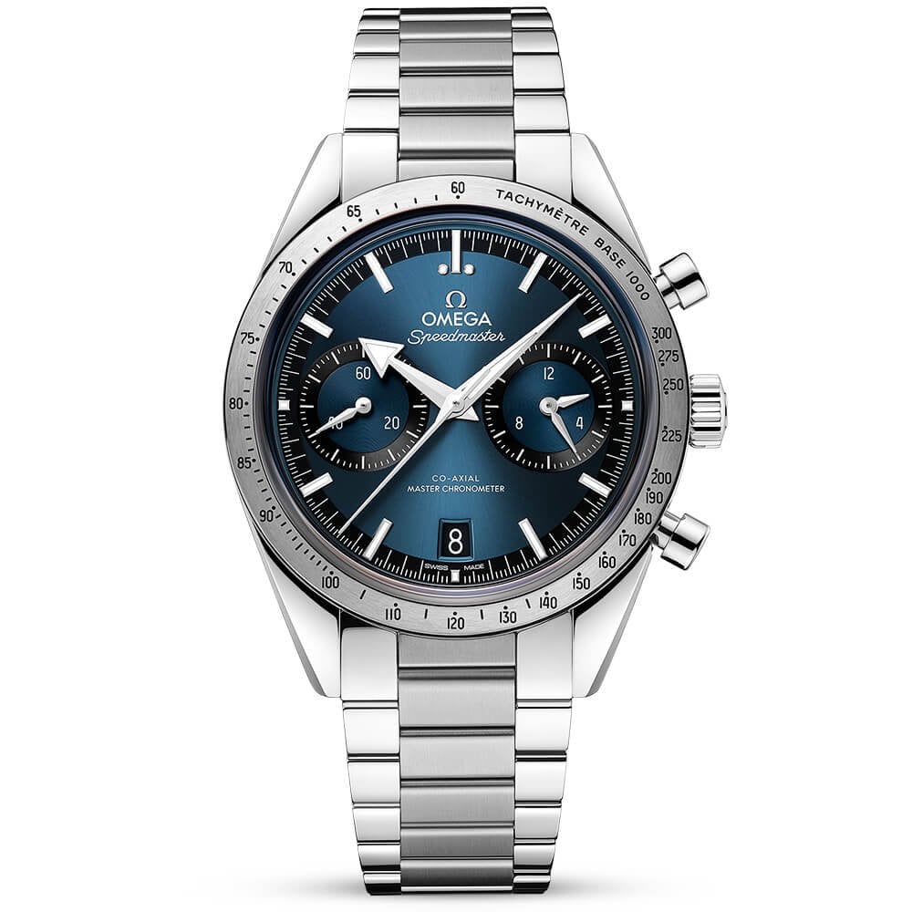 OMEGA Speedmaster 57 40.5mm Blue Dial Chronograph Leather Strap Watch