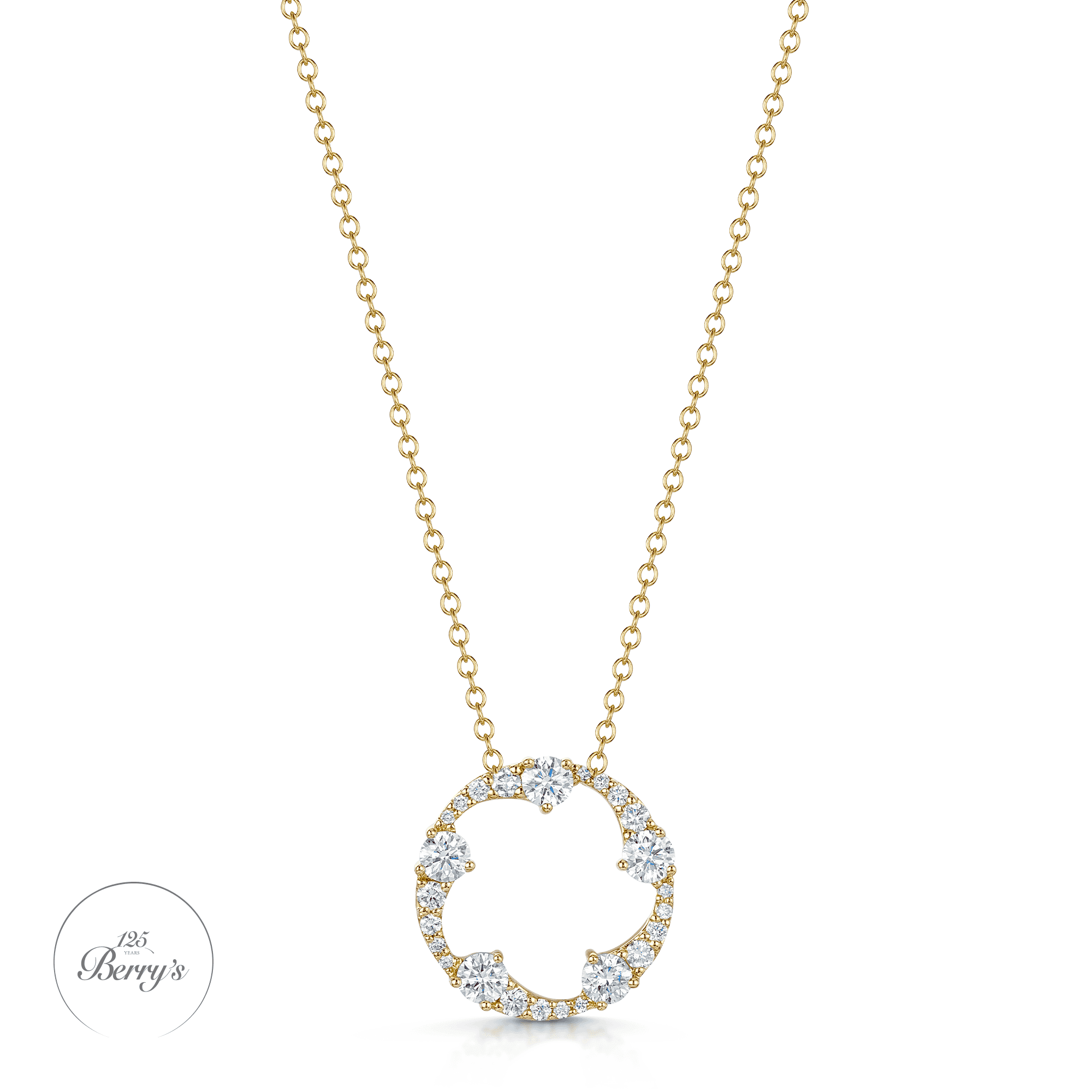 OPEIA Collection 18ct Rose Gold Diamond Fancy Large Circle Pendant With Chain