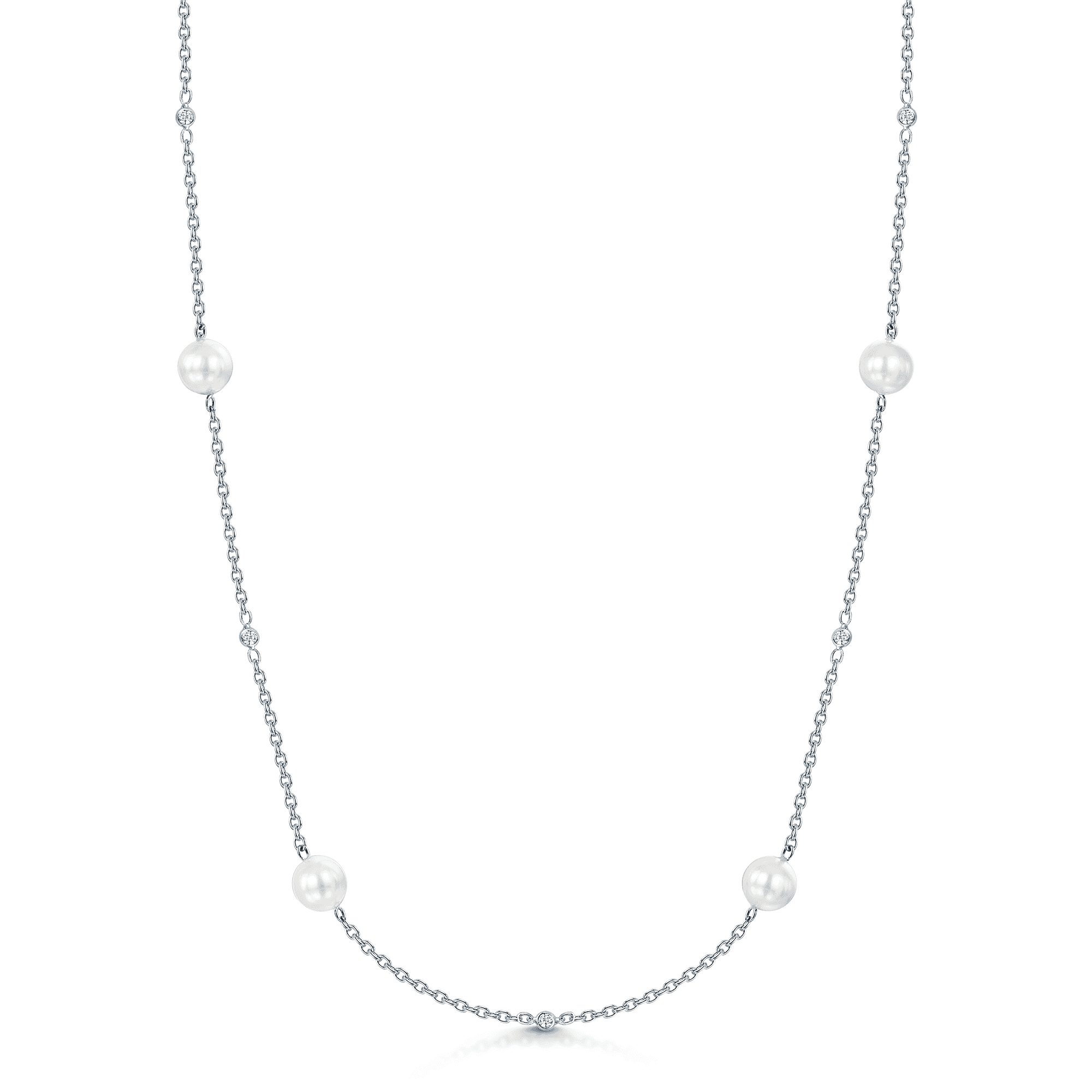 Profili 18ct White Gold Flat Mesh Link Necklet With Pave Set Diamond Clip  (Available Separately)