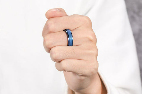 blue tungsten ring