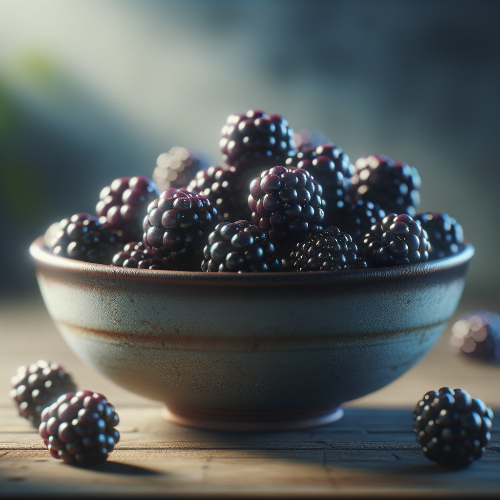 Different types of berries in a wooden bowl