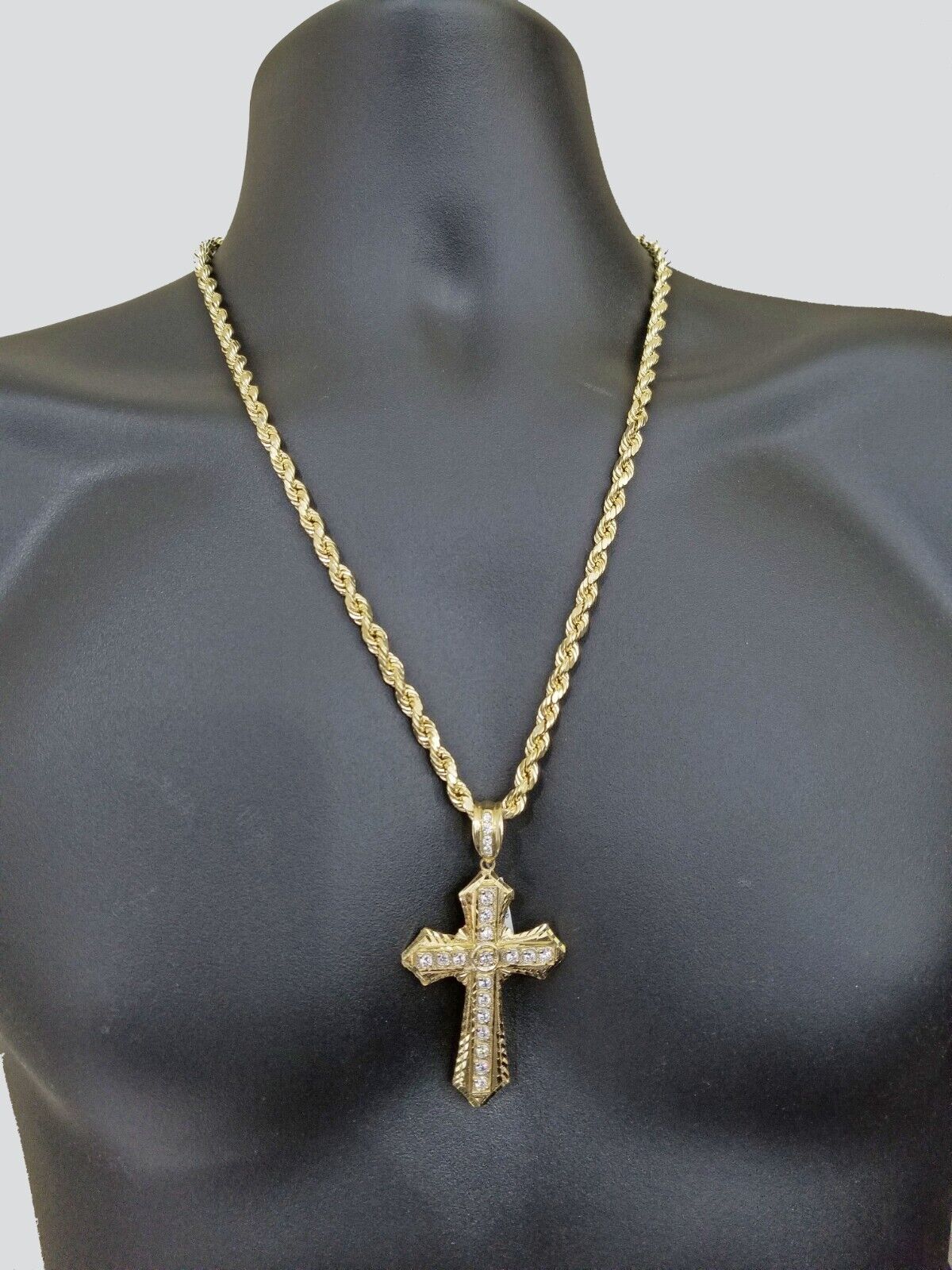 Men's Stainless Steel Antiqued Textured Large Cross Necklace, 24 Inch -  Black Bow Jewelry Company