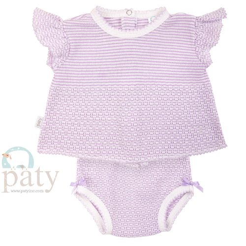 Lavender 2 PC Flutter Sleeve Diaper Set, Bows