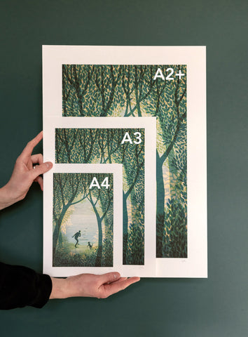 Photo showing comparison of small medium and large print sizes