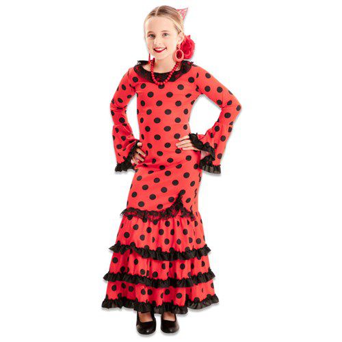 Flamenco jurk rood (122-138cm) — De Goudse Feestwinkel
