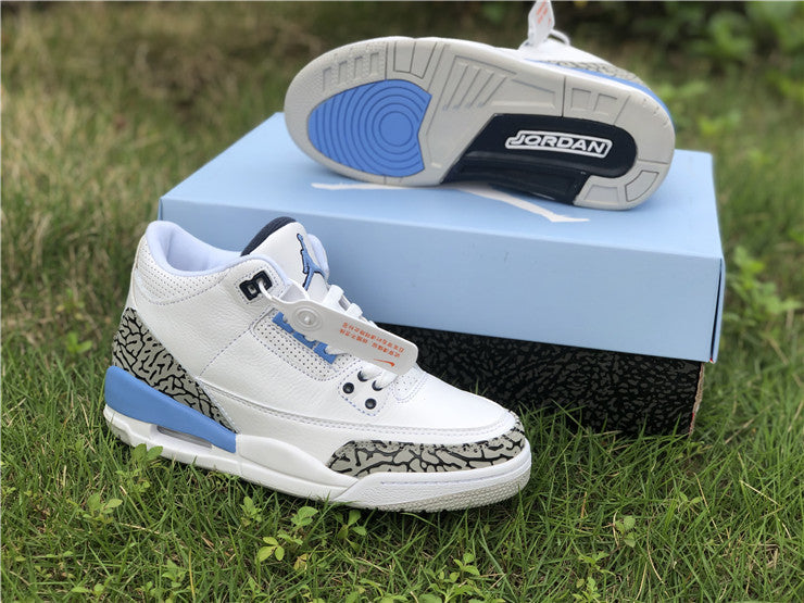 NIKE Air Jordan 3 AJ3 Sport Shoes  North Carolina Blue Women's shoes