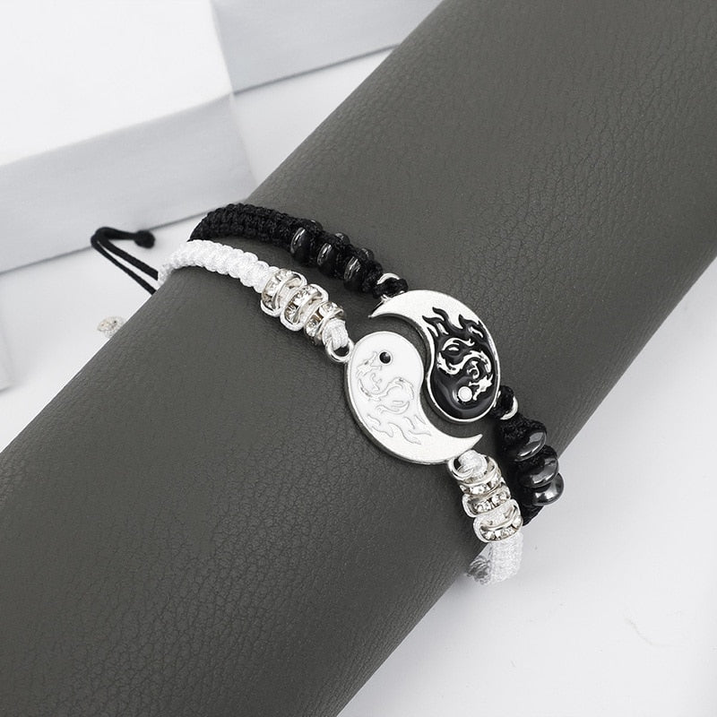 2/4Pcs Tai Chi Yin Yang Couple Bracelets Necklaces Seet ...