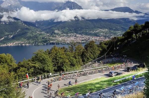 Giro di Lombardia above Lake Como