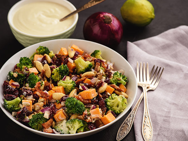 Roasted Broccoli Salad with Almond and Cranberries