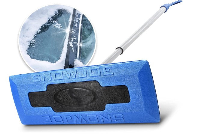 Snow Joe SJBLZD The Original 2-In-1 Telescoping Snow Broom + Ice Scraper w/18-Inch No-Scratch Foam Head, Closed Cell Foam for No Water Absorption, Blue