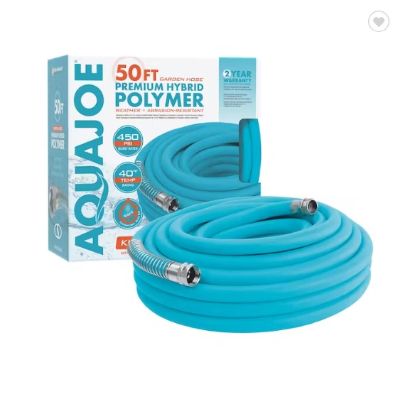 Aqua Joe AJPGH50-DWS Hybrid Polymer FLEX Kink Free Hose | 5/8 In | 50 Ft. | Lead Free
