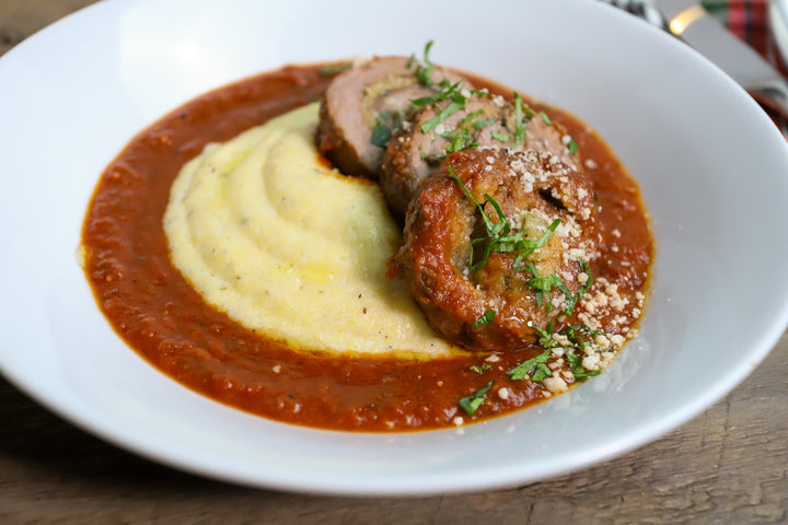 Italian Christmas dinner recipe - Beef braciole with polenta