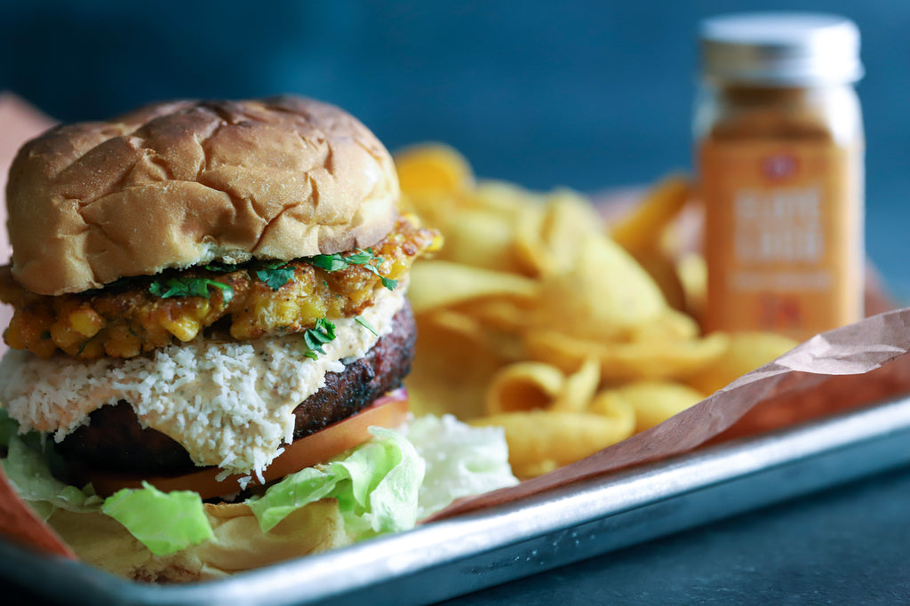 elote seasoning burger