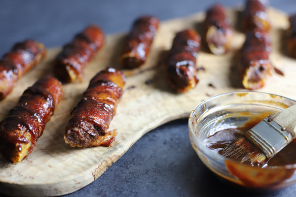 bacon wrapped ground venison shells