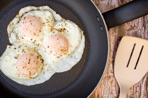 Over easy eggs cooked using PS Seasoning method