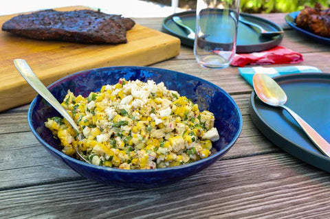 Street corn salad for the 4th of July seasoned with PS seasoning products