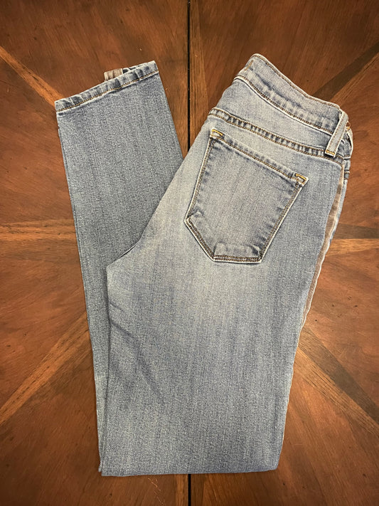 Abercrombie & Fitch Low-Rise Destructed Straight Leg Blue Jeans