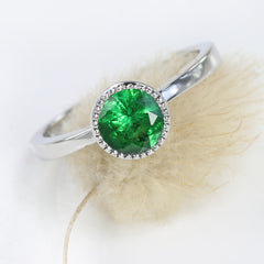 Tsavorite platinum ring