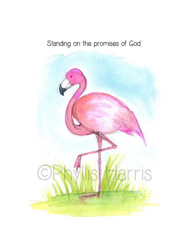 Pink Flamingo Wall Art Print Offered With Or Without Quote Phyllis Harris Designs