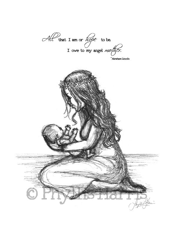 Creative Stealing Baby From Mother Drawing Sketch 