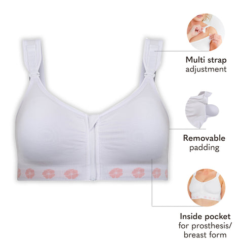 Wireless Zip Front bamboo bra for post surgery wear
