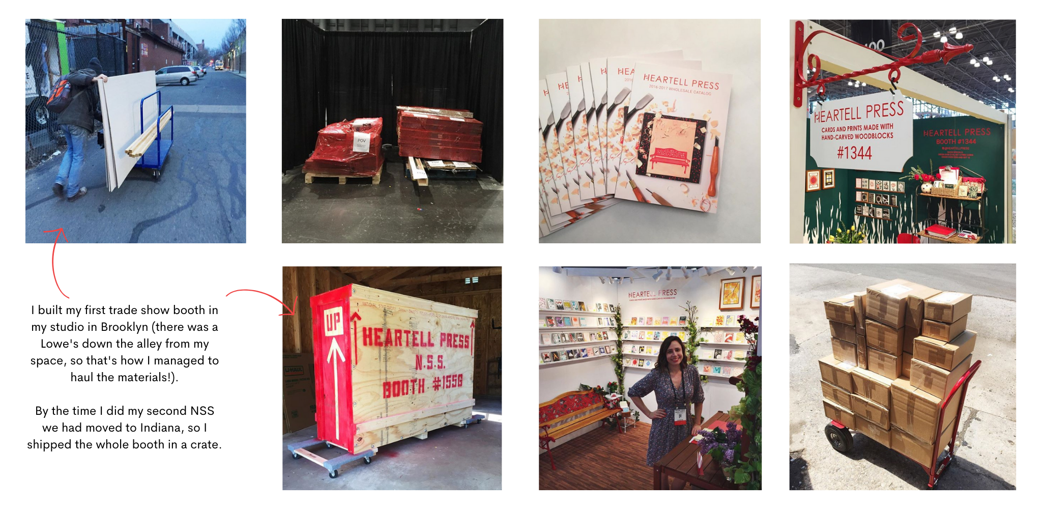 Photos of Rachel setting up her first trade show booths