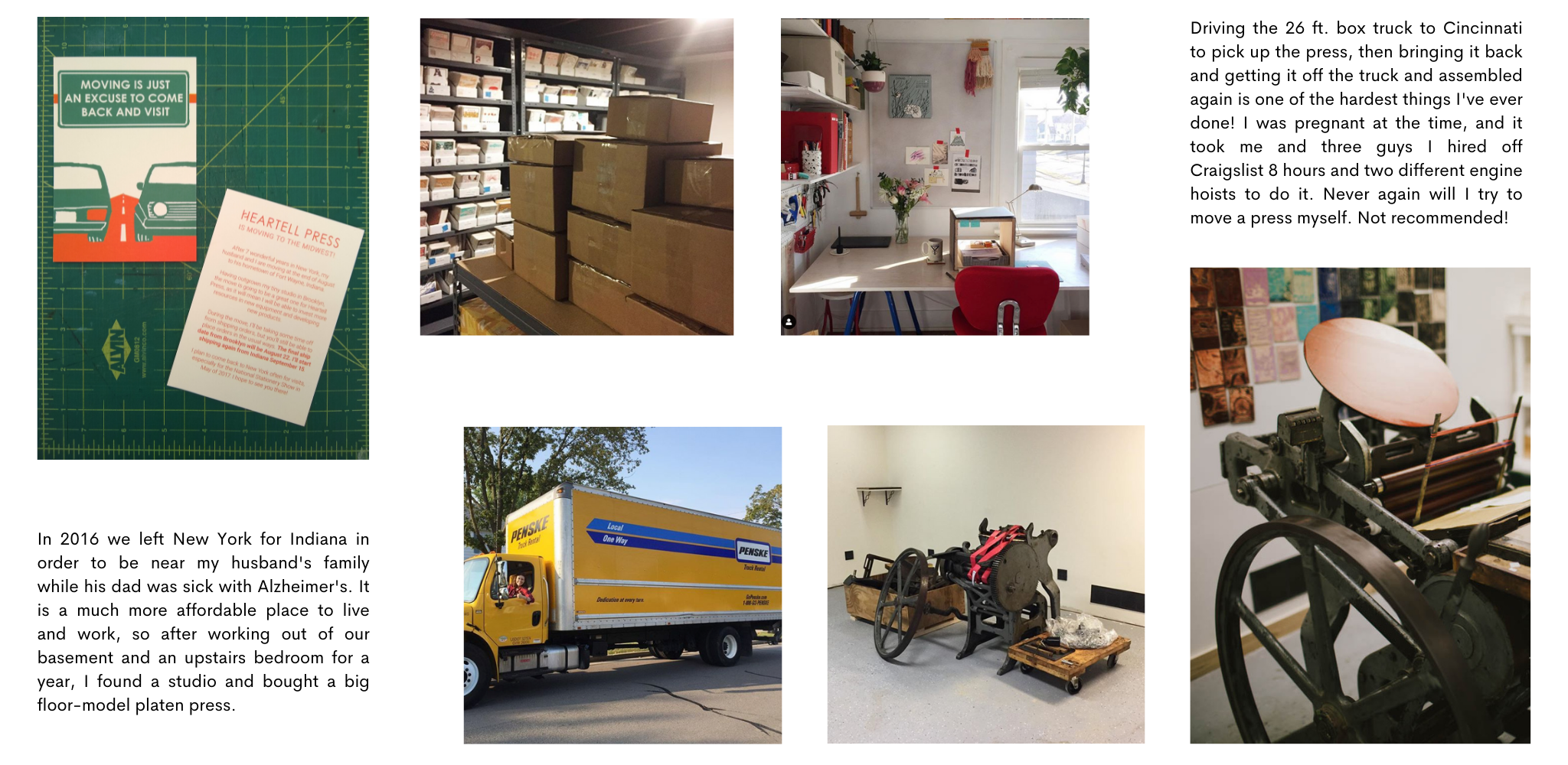photos of Rachel moving to indiana and buying a bigger C&P floor model press