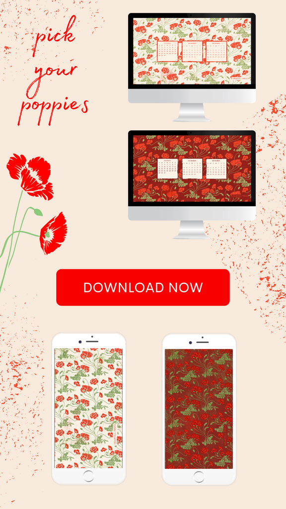 Woodcut Poppies Q4 Desktop and Mobile Wallpapers