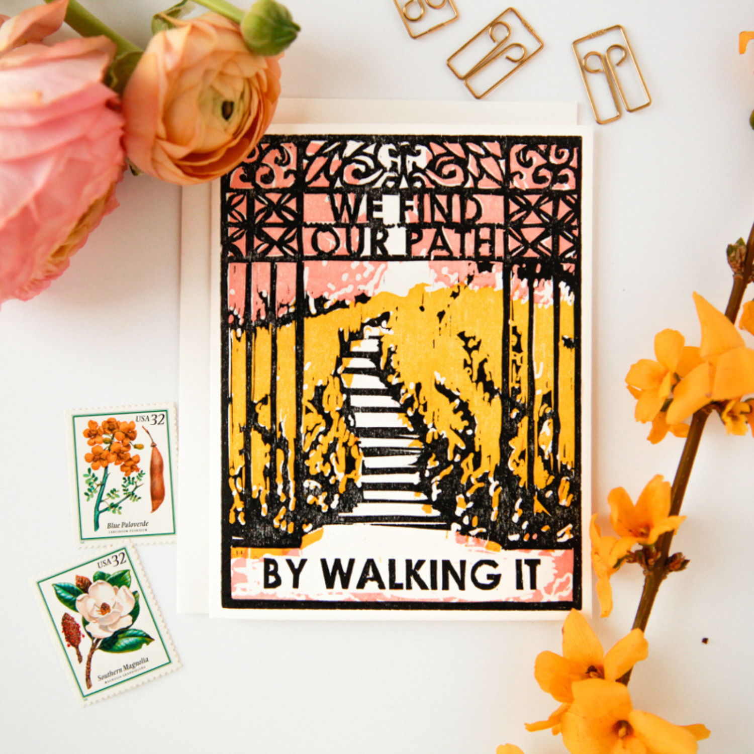 We find our path by walking it letterpress card