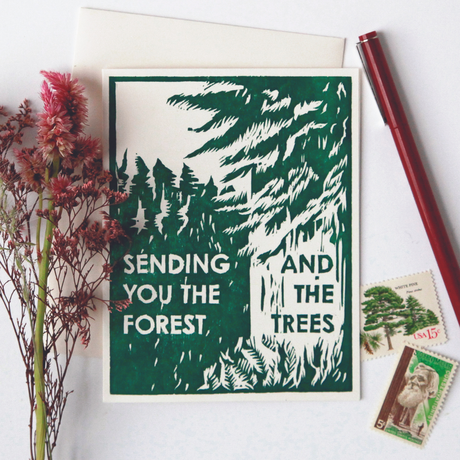 Sending you the forest and the trees letterpress card