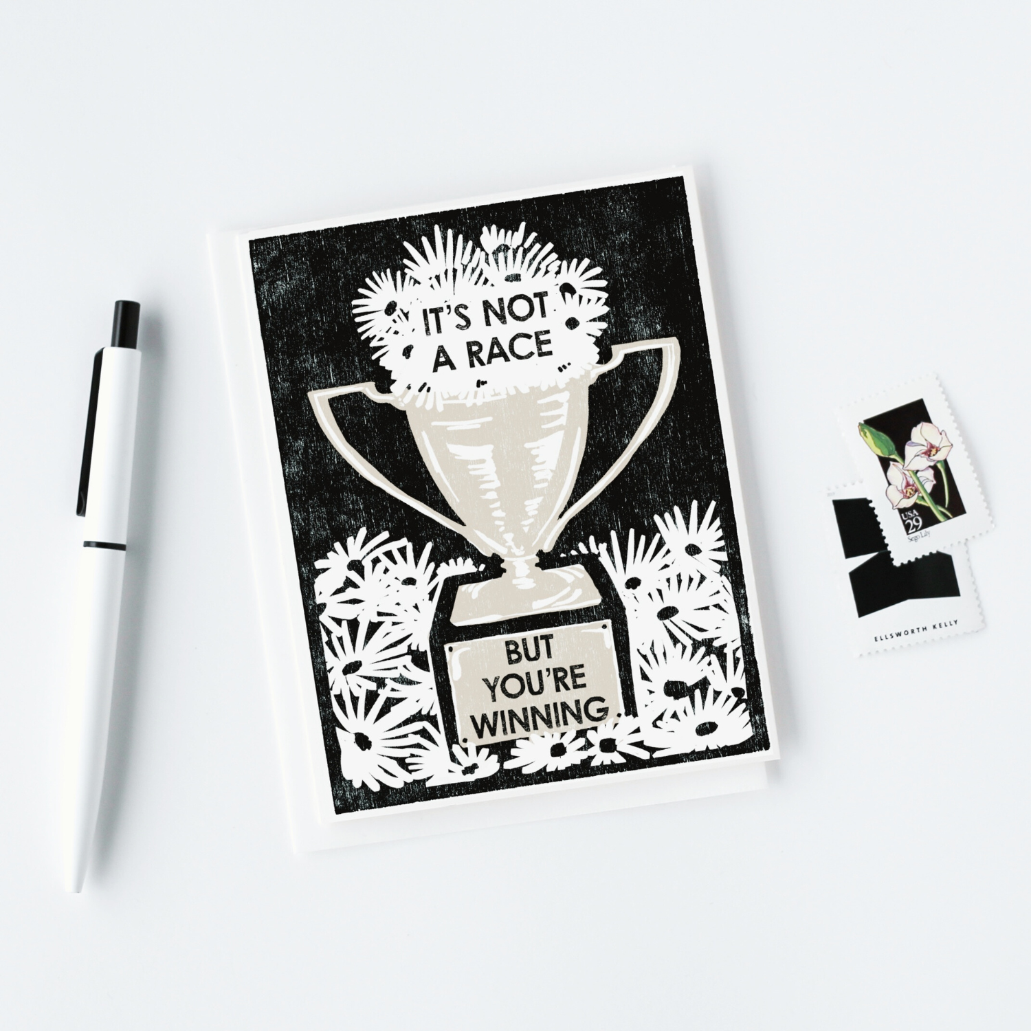 It's not a race but you're winning letterpress card