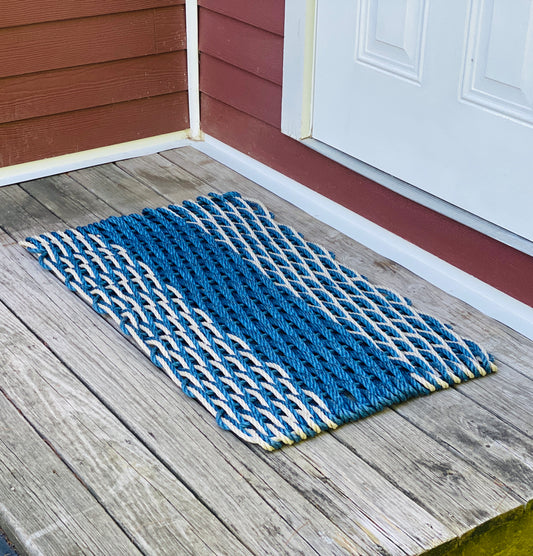 Lobster Rope Doormat, Made in Maine Rope Door Mat, Navy, Red