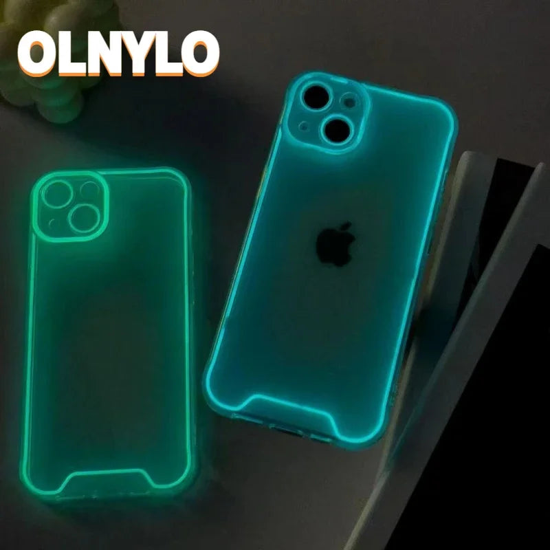 Night Light Luminous Silicone Soft Phone Case for iPhone 14 Plus 11 12 13 14 Pro Max X XR XS Max Transparent Back Covers
