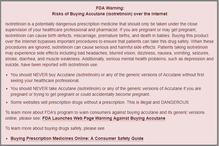 FDA Warning Against Accutane