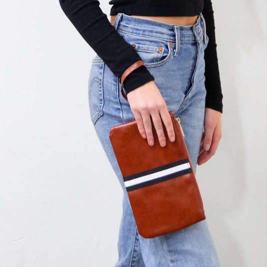 Preppy Stripe Foldover Clutch