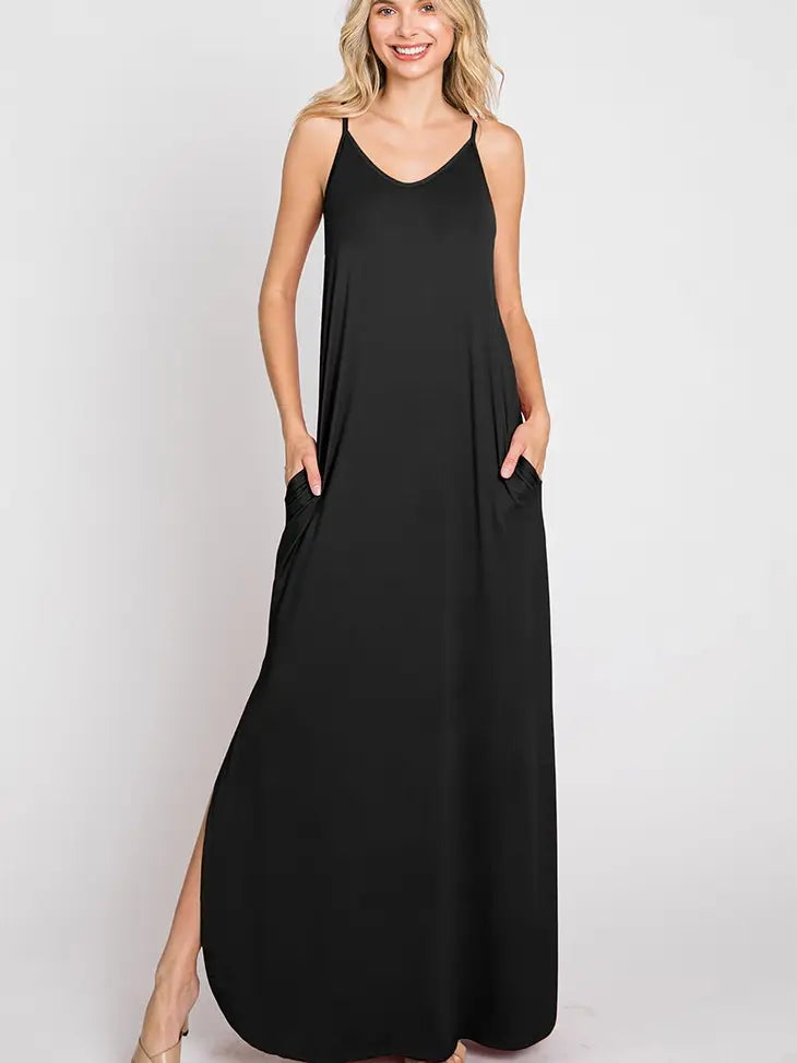Vero Moda Petite premium super soft cami maxi dress in black - ShopStyle