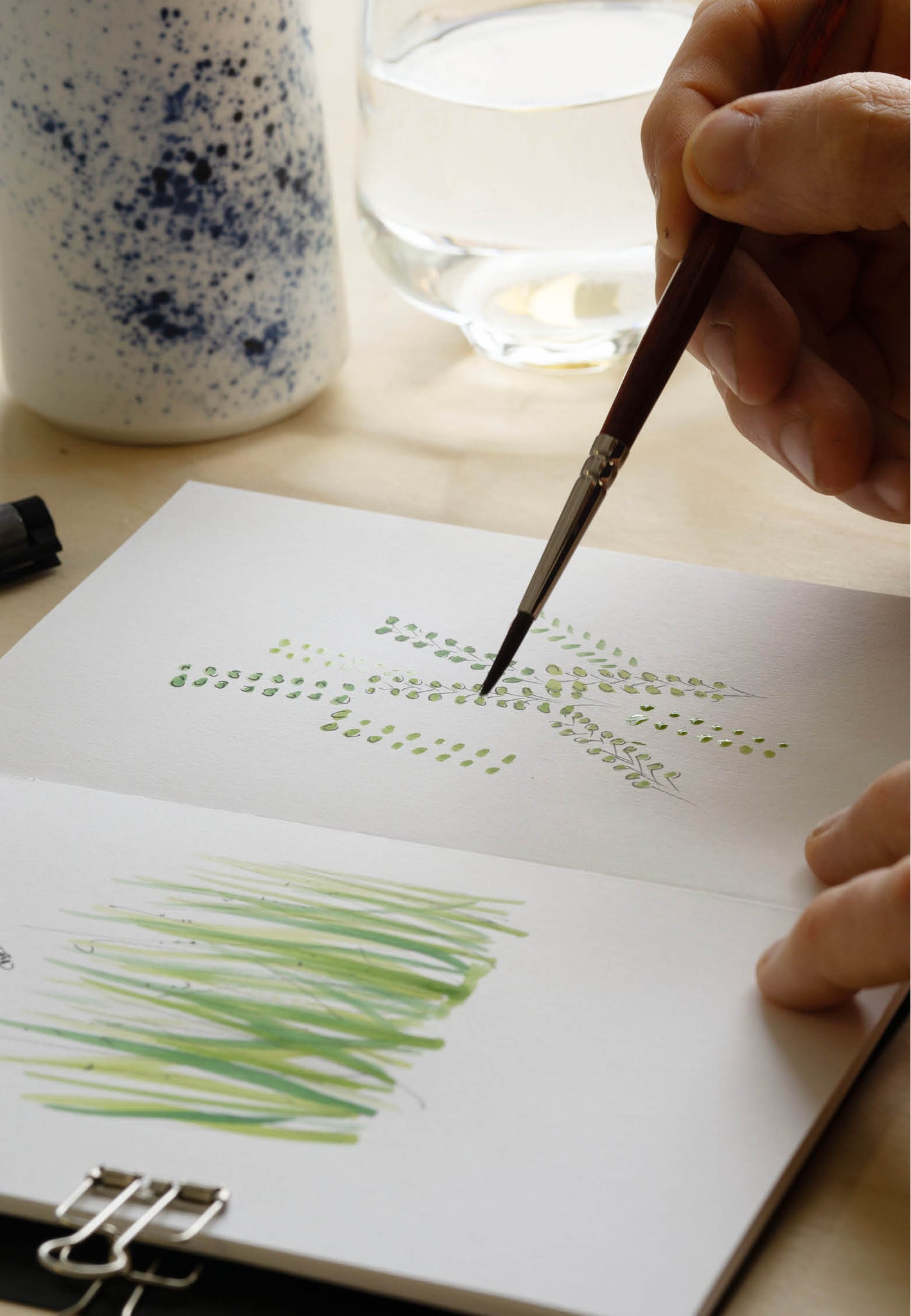 different writing tools on a table