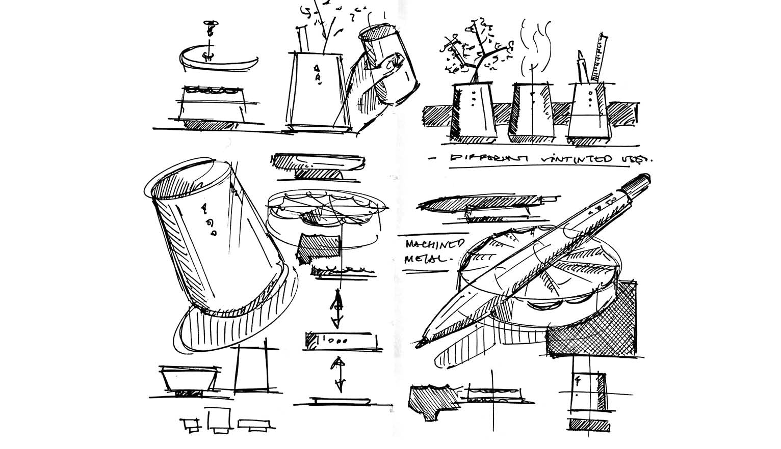 sketching of desk items