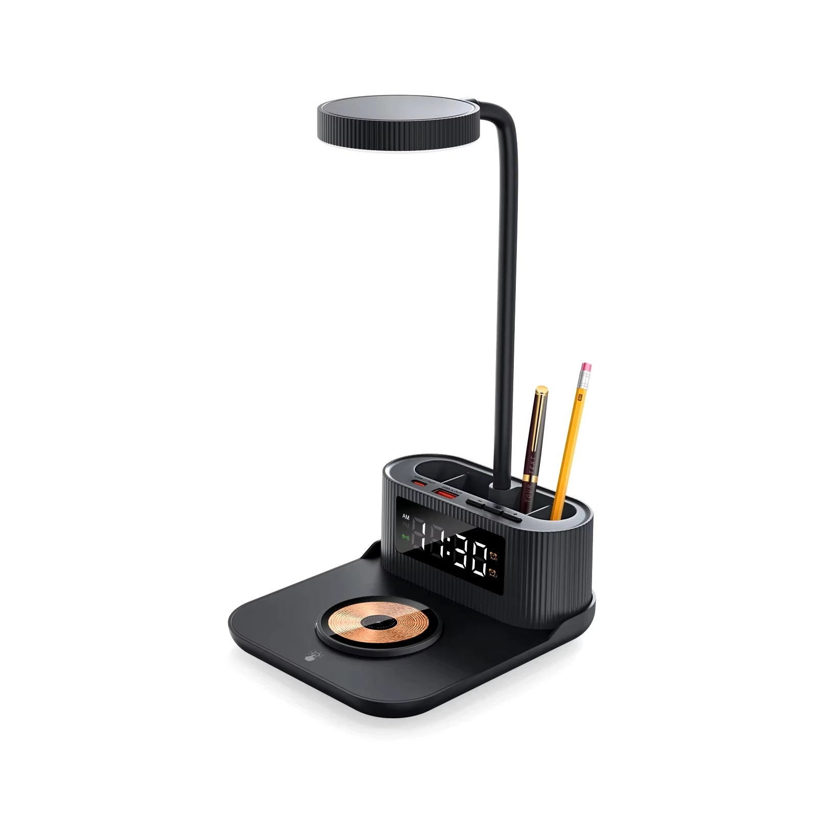 Smart Desk Lamp with Wireless Charger & Clock