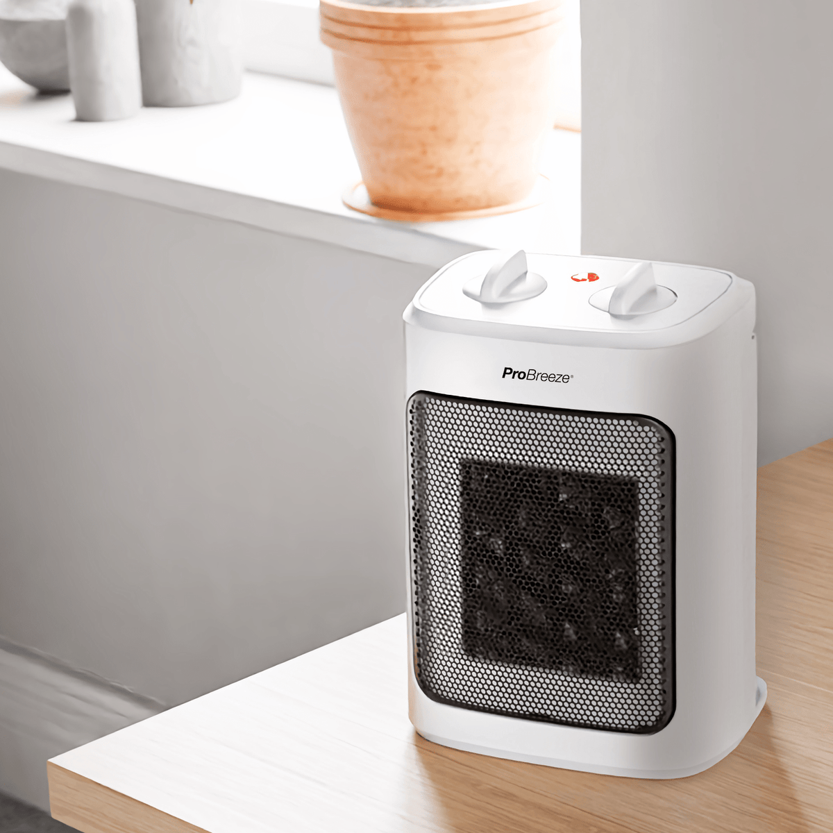 Pro Breeze Mini Calefactor Cerámico de 2000 W, 3 Niveles de Potencia y Modo  Solo Ventilador. Pequeño Calentador Para Casa, Oficina, Escritorio,  Dormitorio o Terraza – Blanco : : Hogar y cocina