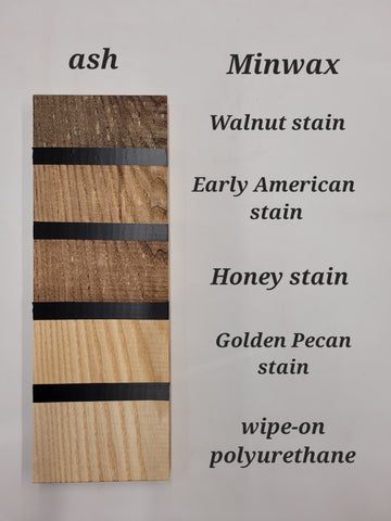 stain samples on ash