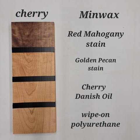 stain samples on cherry