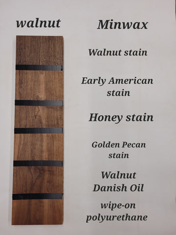 stain samples on walnut