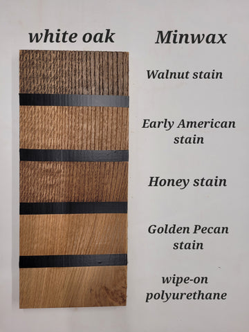 stain samples on white oak