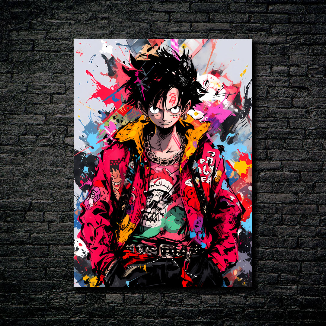 Luffy Neon Glow Art - One Piece Inspired Poster, metal print – ImagineAI