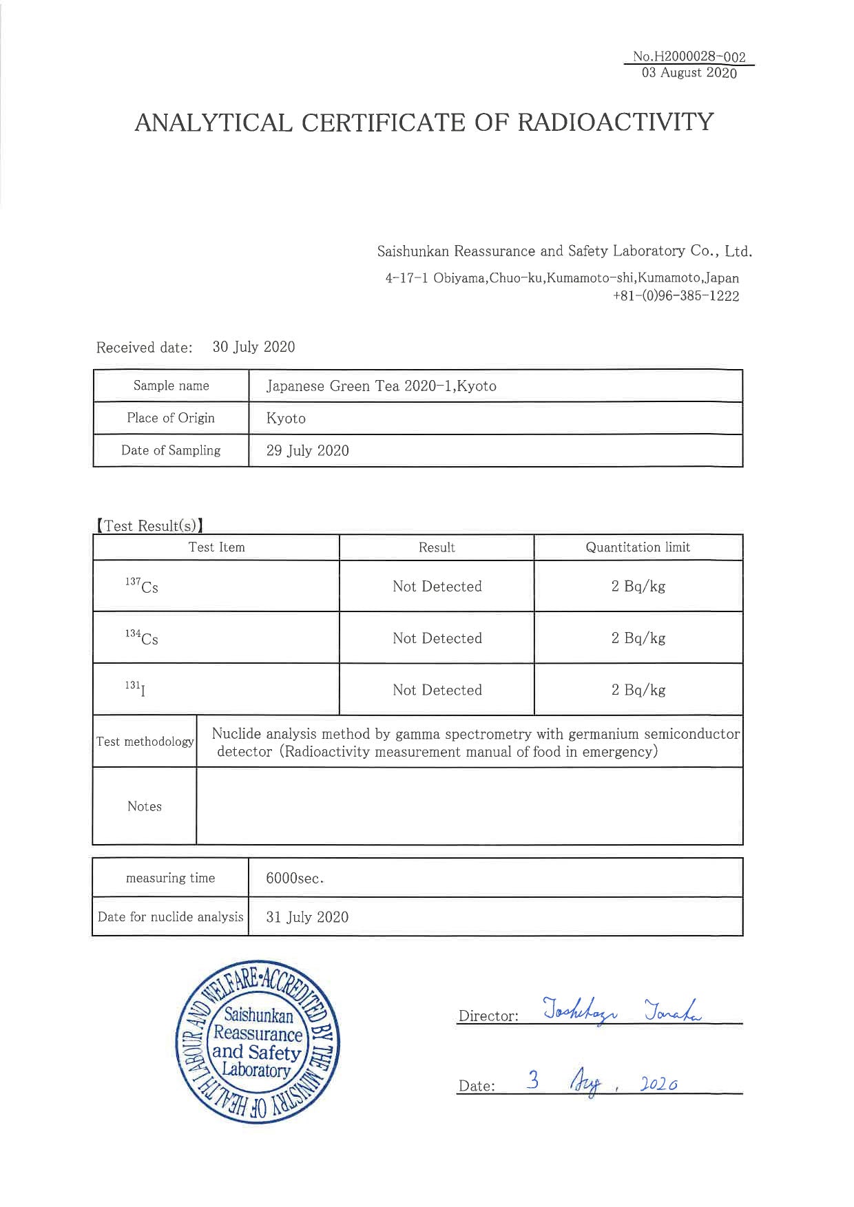 Encha matcha no radiation report