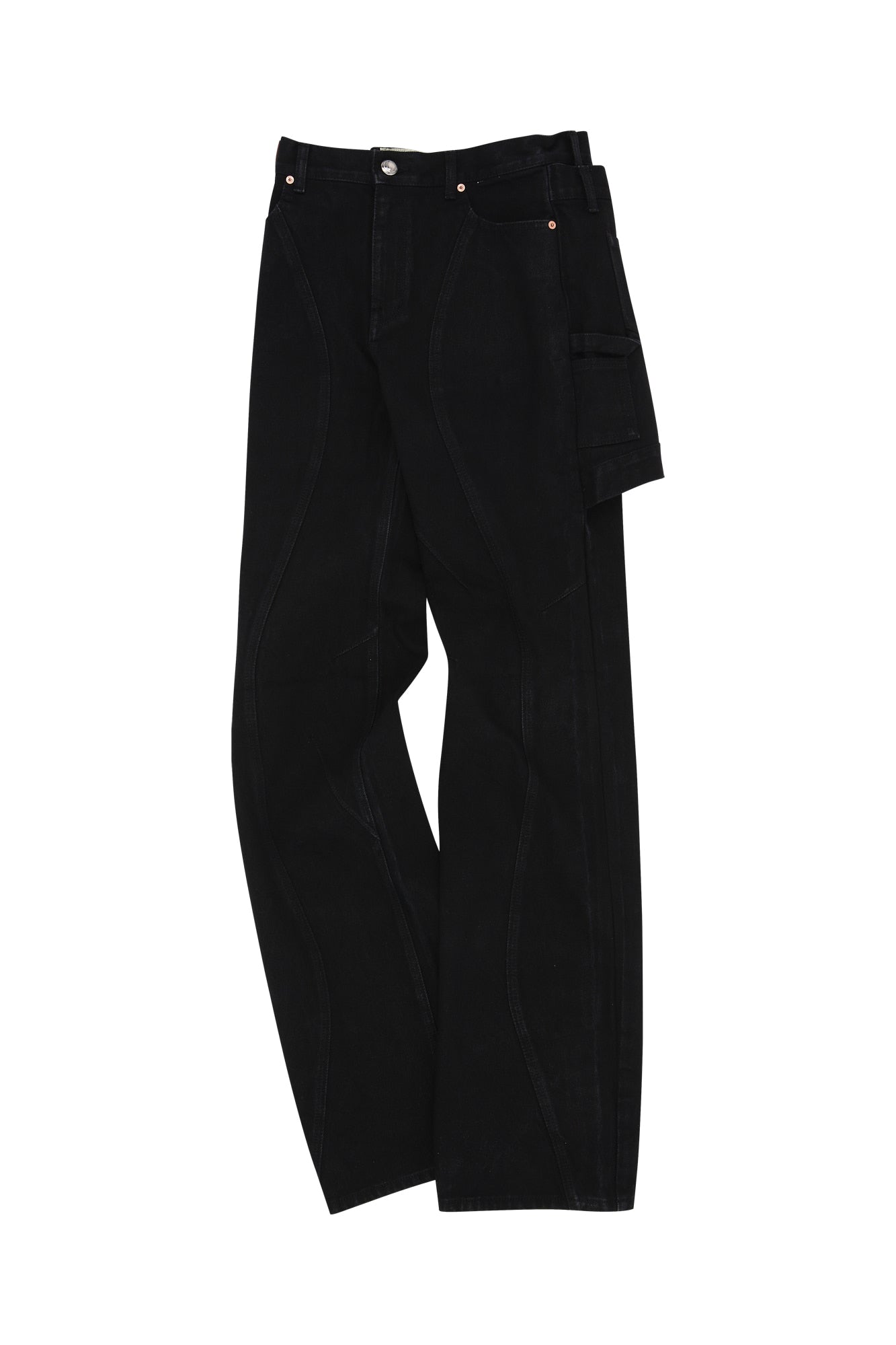 ANDERSSON BELL / Glen Overdyed Wrap Straight-Leg Jeans Black - Road Sign