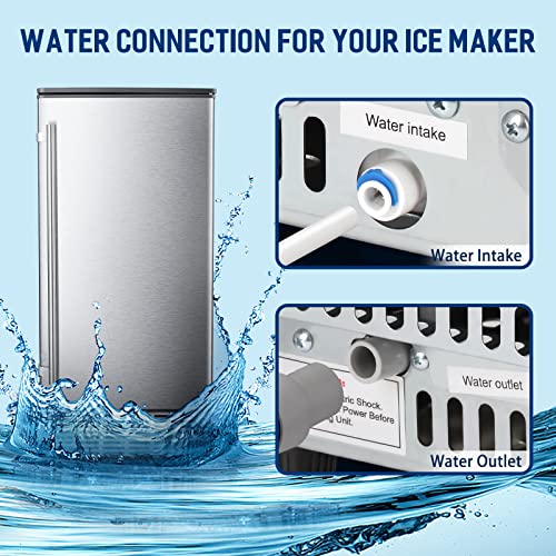 Antarctic Star Ice Maker 115V 60Hz Ice Scoop Handle Water Inlet Pipe Draining Pipe Quick Connector 40 Square Ice Cubes in 20 Minutes 80lbs in 24H 24-Hour Timer Self-Cleaning
